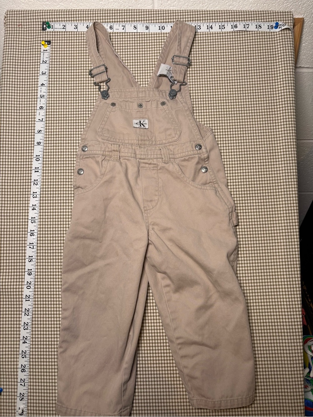 Y2K Calvin Klein Jeans Kids Khaki Carpenter Overalls Size 2T